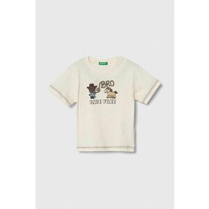 United Colors of Benetton tricou de bumbac pentru copii culoarea bej, cu imprimeu imagine