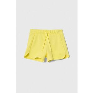 United Colors of Benetton pantaloni scurți din bumbac pentru copii culoarea galben, neted, talie reglabila imagine