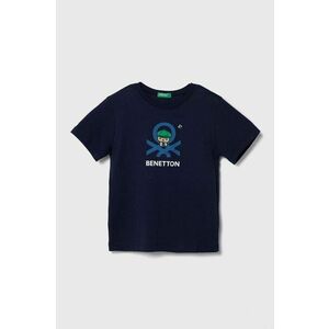 United Colors of Benetton tricou de bumbac pentru copii culoarea albastru marin, cu imprimeu imagine