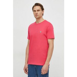 United Colors of Benetton tricou din bumbac barbati, culoarea roz, neted imagine
