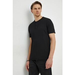 Sisley tricou din bumbac barbati, culoarea negru, neted imagine