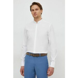 Sisley camasa barbati, culoarea alb, cu guler stand-up, slim imagine