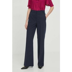 Sisley pantaloni femei, culoarea albastru marin, drept, high waist imagine
