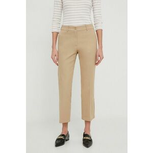 Sisley pantaloni femei, culoarea bej, drept, medium waist imagine