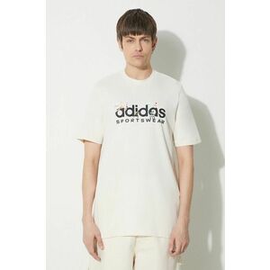 adidas tricou din bumbac bărbați, culoarea bej, cu imprimeu IM8305 imagine