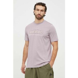 adidas tricou din bumbac bărbați, culoarea violet, cu imprimeu IM8315 imagine