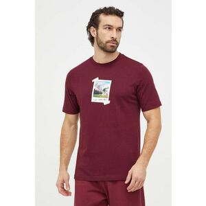 adidas tricou din bumbac bărbați, culoarea bordo, cu imprimeu IS9045 imagine