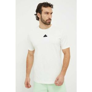 adidas tricou din bumbac bărbați, culoarea bej, cu imprimeu IS2857 imagine