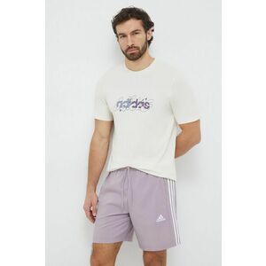 adidas tricou din bumbac bărbați, culoarea bej, cu imprimeu IM8310 imagine