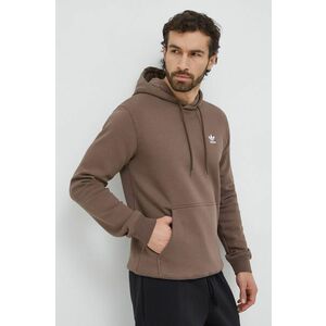 adidas Originals bluză Trefoil Essentials Hoody bărbați, culoarea maro, cu glugă, uni, IR7786 imagine