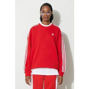 adidas Originals bluză 3-Stripes Crew OS femei, culoarea roșu, cu imprimeu, IN8487 imagine