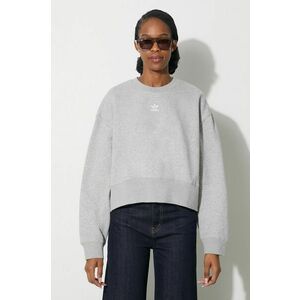 adidas Originals bluză Essentials Crew Sweatshirt femei, culoarea gri, melanj, IA6499 imagine