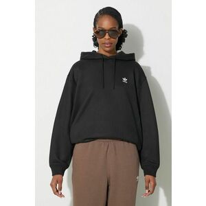 adidas Originals bluză Trefoil Hoodie femei, culoarea negru, cu glugă, cu imprimeu, IU2409 imagine