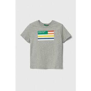 United Colors of Benetton tricou de bumbac pentru copii culoarea gri, cu imprimeu imagine
