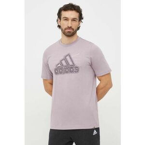 adidas tricou din bumbac bărbați, culoarea violet, cu imprimeu IN6270 imagine