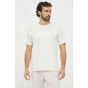 adidas Originals tricou din bumbac Trefoil bărbați, culoarea bej, cu imprimeu, IU2367 imagine