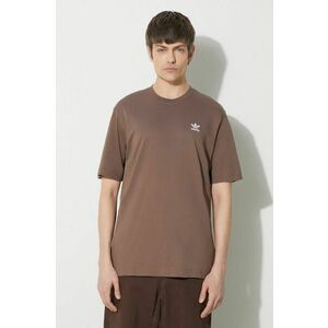 adidas Originals tricou din bumbac Essential Tee bărbați, culoarea maro, cu imprimeu, IR9688 imagine