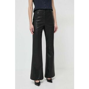 Bardot pantaloni femei, culoarea negru, evazati, high waist imagine