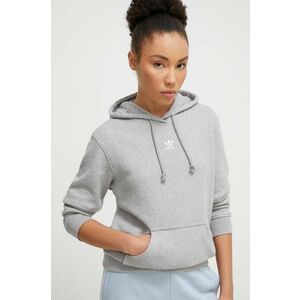 adidas Originals hanorac de bumbac femei, culoarea gri, cu glugă, melanj IJ9760 imagine