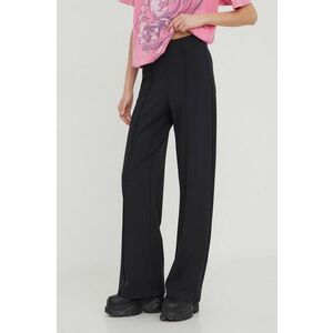 Abercrombie & Fitch pantaloni femei, culoarea negru, lat, high waist imagine