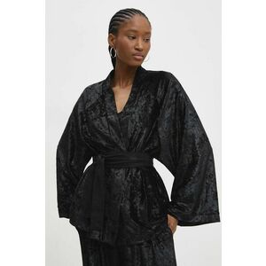 Answear Lab jachetă de catifea culoarea negru, desfacut, neted imagine