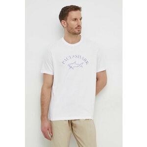 Paul&Shark tricou din bumbac barbati, culoarea alb, cu imprimeu imagine