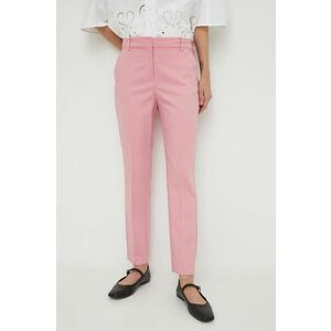 Liviana Conti pantaloni din amestec de in culoarea roz, fason tigareta, high waist F4SP43 imagine