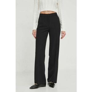 Sisley pantaloni femei, culoarea negru, drept, high waist imagine