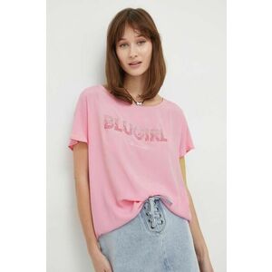 Blugirl Blumarine bluza din amestec de matase culoarea roz, cu imprimeu imagine