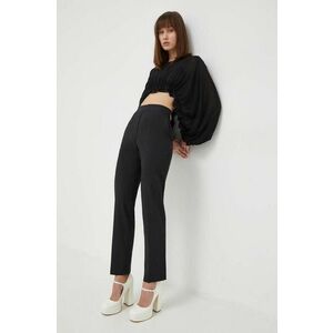 MSGM pantaloni de lana culoarea negru, drept, high waist imagine
