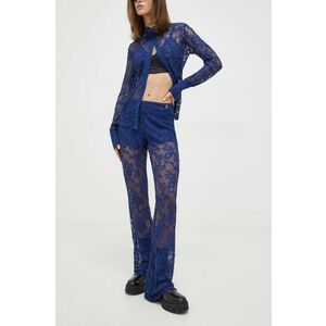 Blugirl Blumarine pantaloni femei, culoarea bleumarin, evazați, medium waist RA4080.J4653 imagine