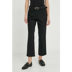 Sisley pantaloni femei, culoarea negru, drept, medium waist imagine