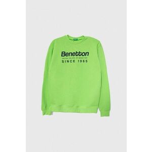 United Colors of Benetton hanorac de bumbac pentru copii culoarea verde, modelator imagine
