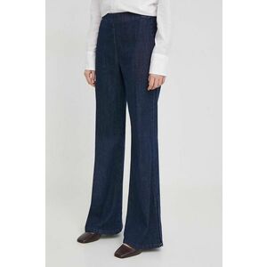 United Colors of Benetton pantaloni femei, culoarea albastru marin, evazati, high waist imagine