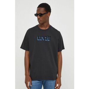 Levi's tricou din bumbac barbati, culoarea negru, cu imprimeu imagine