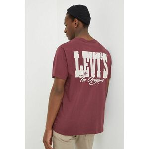Levi's tricou din bumbac barbati, culoarea bordo, cu imprimeu imagine