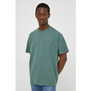 Levi's tricou din bumbac barbati, culoarea verde, neted imagine