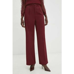 Answear Lab pantaloni femei, culoarea bordo, lat, high waist imagine