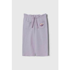 United Colors of Benetton pantaloni de trening din bumbac pentru copii culoarea violet, neted imagine