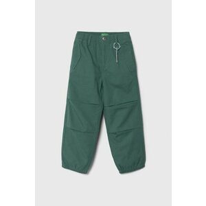 United Colors of Benetton pantaloni de bumbac pentru copii culoarea verde, neted imagine