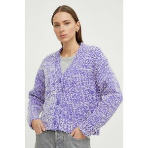 Samsoe Samsoe cardigan din lana culoarea violet, călduros imagine