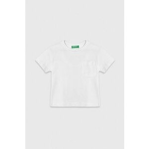United Colors of Benetton tricou de bumbac pentru copii culoarea alb, neted imagine