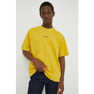 G-Star Raw tricou din bumbac barbati, culoarea galben, cu imprimeu imagine