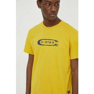 G-Star Raw tricou din bumbac barbati, culoarea galben, cu imprimeu imagine