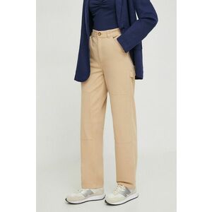 Pepe Jeans pantaloni Betsy femei, culoarea bej, drept, medium waist imagine