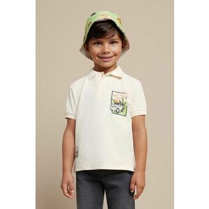 Mayoral tricou polo copii culoarea bej, cu imprimeu imagine