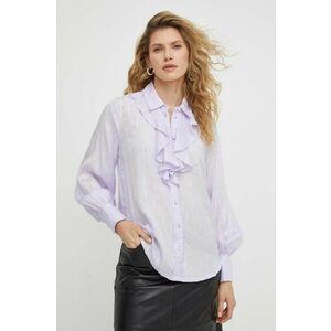 Bruuns Bazaar camasa femei, culoarea violet, cu guler clasic, regular imagine