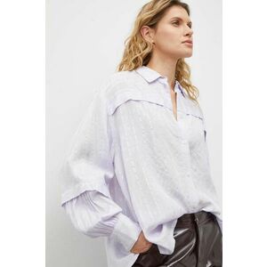 Bruuns Bazaar camasa femei, culoarea violet, cu guler clasic, relaxed imagine