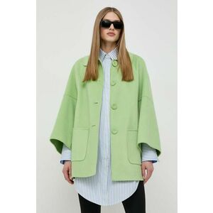 Luisa Spagnoli palton de lana culoarea verde, de tranzitie, oversize imagine