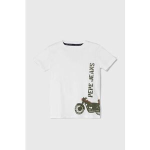 Pepe Jeans tricou de bumbac pentru copii ROBERT culoarea alb, cu imprimeu imagine
